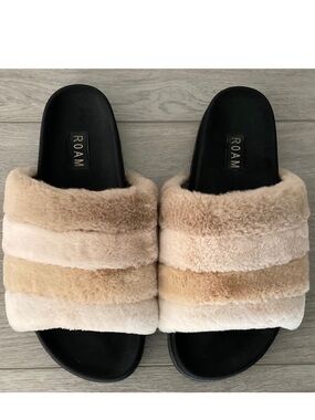 ROAM Prism Slipper Faux Fur Cream Size 10 EU 40